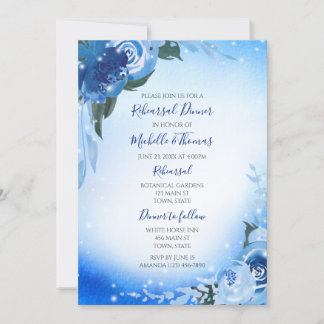 Convites Elegante Royal Blue Watercolor