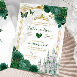 Convites Elegante Royal Castle Green Floral Quinceañera<br><div class="desc">Convite Floral de Quinceañera Verde do Castelo Real Elegante</div>
