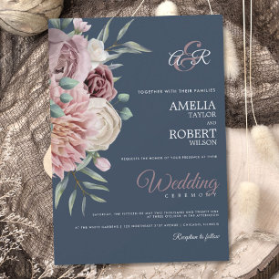 Convites Elegante Royal Dusty Rosa Floral