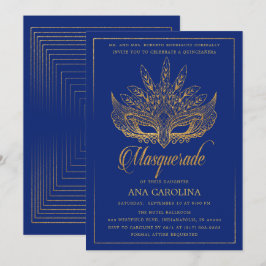 Convites Elegante Royal Glitter Mascarada Quinceañera