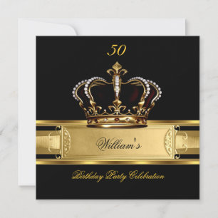 Convites Elegante Royal Preto Dourado Aniversário Príncipe