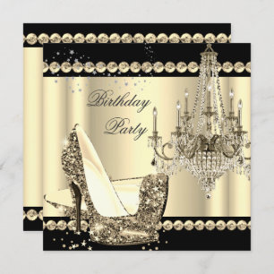 Convites Elegante Royal Sepia Dourada Cream Chandelier Part