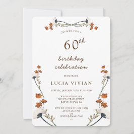 Convites Elegante Royal Wildflower 60 Festa de aniversário