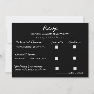 Convites Elegante RSVP de Casamento Manuscrito Multi-Evento
