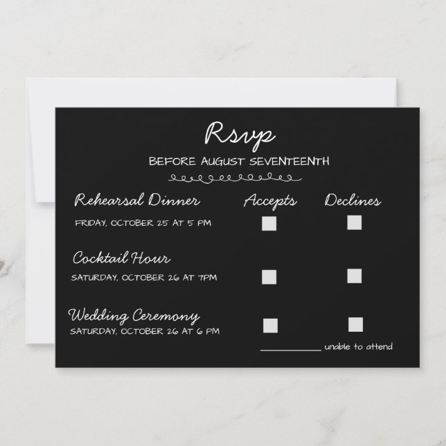 Convites Elegante RSVP de Casamento Manuscrito Multi-Evento (Frente)