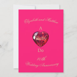 Convites Elegante Ruby Do 40º Aniversário de Casamento