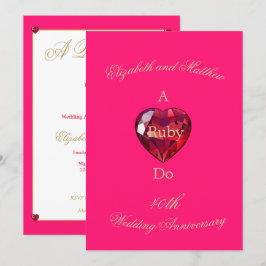 Convites Elegante Ruby Do 40º Aniversário de Casamento