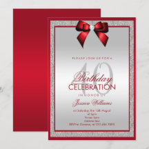 Elegante Ruby Red Silver Glitter aniversário de 40