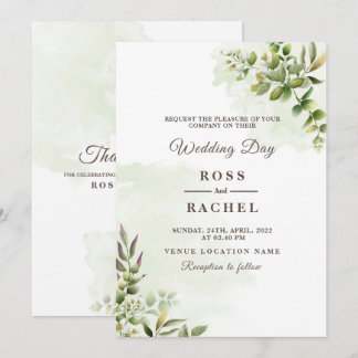 Convites Elegante Russo Eucalyptus Deixa Casamento Verde