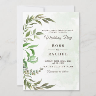 Convites Elegante Russo Eucalyptus Deixa Casamento Verde