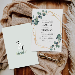 Convites Elegante Russo Eucalyptus Deixa Casamento Verde