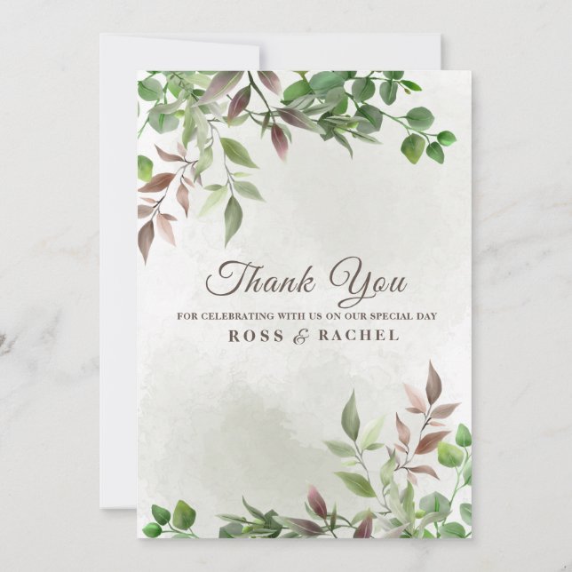 Convites Elegante Russo Eucalyptus Deixa Casamento Verde (Verso)
