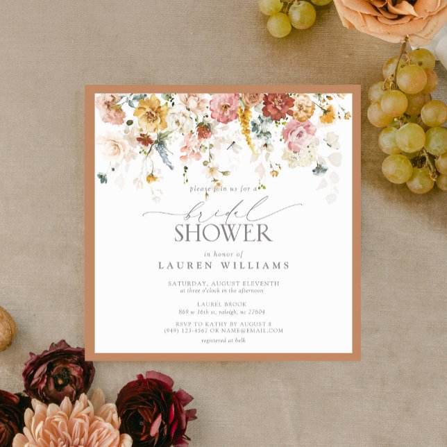 Convites Elegante Rust Burnt Orange Watercolor Chá de panel (Terracotta Charm: Embrace Love's Warmth at Our Bridal Shower)