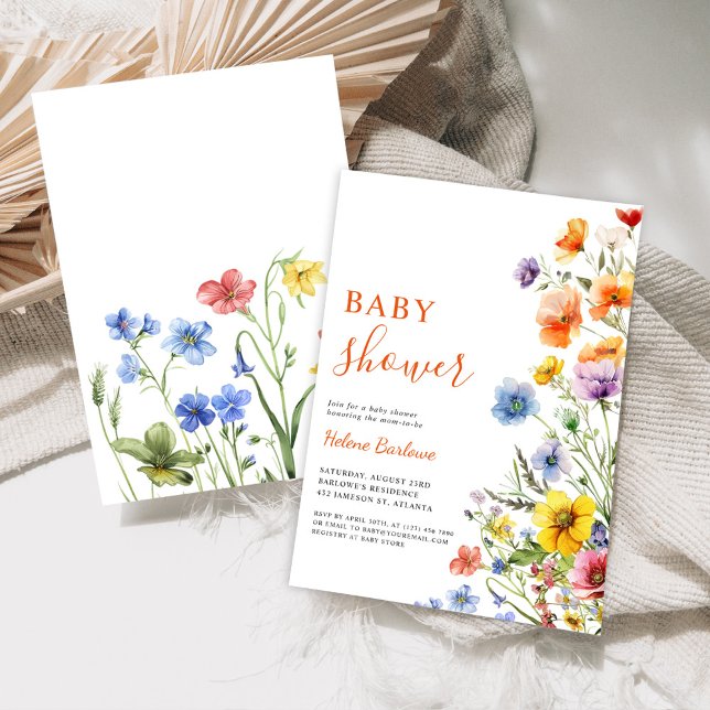 Convites Elegante Rustic Boho Floral Chá de fraldas (Elegant Rustic Boho Floral Wildflower Baby Shower Invitation)