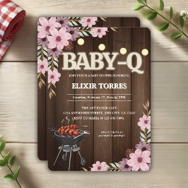 Convites Elegante Rustic Floral Baby-Q Grill Chá de fraldas