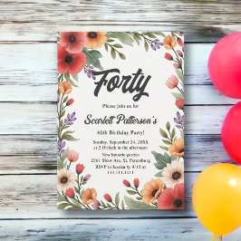 Convites Elegante Rustic Floral Garden Summer aniversário d