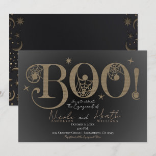 Convites Elegante Rustico BOO Mágico Halloween Noivado