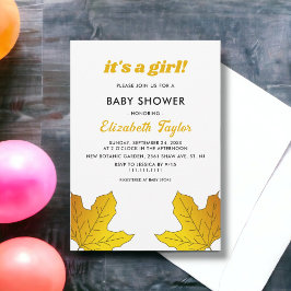 Convites Elegante Rústico Folhas Douradas Queda Chá de fral