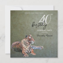 Elegante Sage Dourada Tiger Surprise Festa de aniv