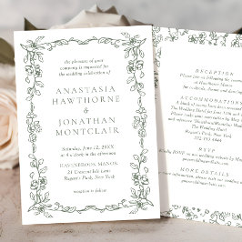 Convites Elegante Sage Green All in One Victorian Wedding