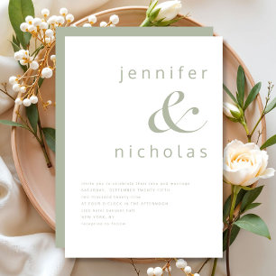 Convites Elegante Sage Green Ampersand Wedding