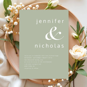 Convites Elegante Sage Green Ampersand Wedding