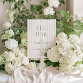 Convites Elegante Sage Green & Beige - Sinal de Bar de Casa