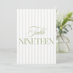 Convites Elegante Sage Green & Beige Wedding 19 Table Numbe
