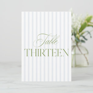 Convites Elegante Sage Green & Blue Wedding 13 Table Number