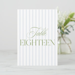 Convites Elegante Sage Green & Blue Wedding 18 Table Number