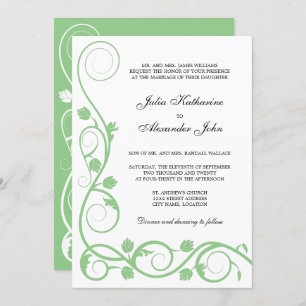 Convites Elegante Sage Green e White Swirls