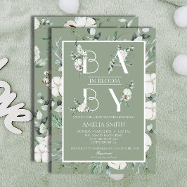 Convites Elegante Sage Green Floral Baby in Bloom