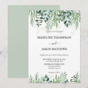 Convites Elegante Sage Green Greenery Eucalyptus Wedding