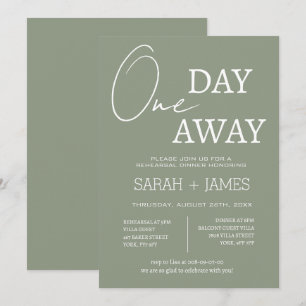 Convites Elegante Sage Green Janta de ensaio um dia longe