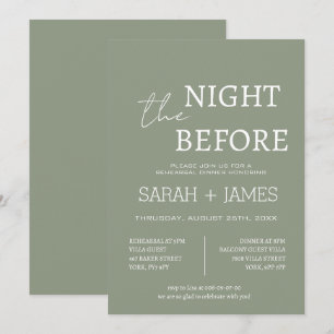 Convites Elegante Sage Green the Night Antes do Casamento J