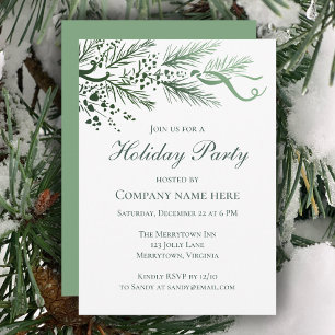 Convites Elegante Sage Greenery Business Holiday Party