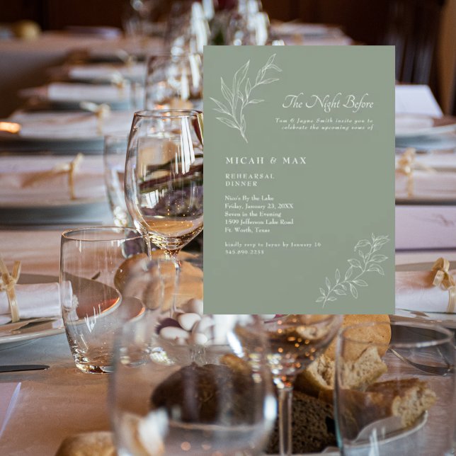 Convites Elegante Sage Na Noite Antes Do Ensaio De Casament (Criador carregado)