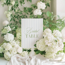 Convites Elegante Sage Verde e Blue Bridal Table Number