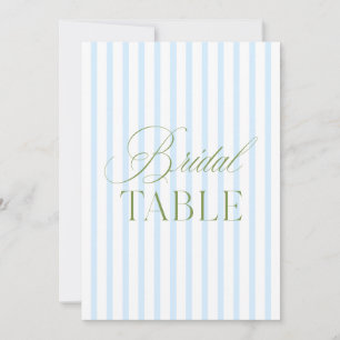 Convites Elegante Sage Verde e Blue Bridal Table Number