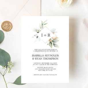 Convites ELEGANTE Sai Foliage Dourada WEDDING