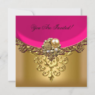 Convites Elegante Salmão Rosa Dourado para Todas as Ocasiao