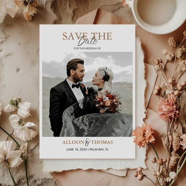 Convites Elegante Salve a Data QR Código Foto Casamento (Save time and reduce wedding planning stress with this QR code Save the Date card.)