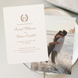 Convites Elegante Salve a placa de data queimada em laranja