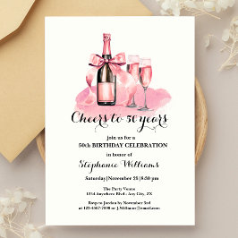 Convites Elegante Saúde a 50 anos Champanhe 50º aniversário