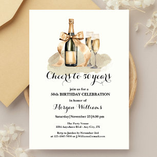 Convites Elegante Saúde a 50 Anos de Champanhe 50. º Aniver