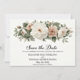 Convites Elegante "Save the Date" com Aquarelas Românticas
