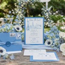 Elegante Save the Date da Silhueta de Nova York