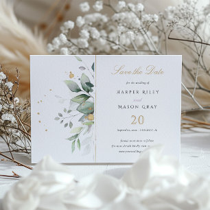 Convites Elegante Save the Date de casamento com greenery e