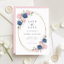 Convites Elegante Save the Date de Casamento com Hortênsias