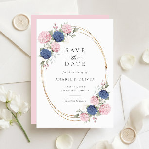 Convites Elegante Save the Date de Casamento com Hortênsias